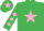 Silk - EMERALD GREEN, pink star, pink diamonds on sleeves, pink star on cap