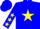 Silk - BLUE, blue 'R' on yellow star, yellow stars on sleeves, b