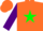 Silk - ORANGE, green star, purple sleeves, orange cap