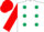 Silk - White, Dark Green spots, Red sleeves and cap