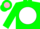 Silk - Green, pink 'TT' in white disc, pi