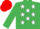 Silk - Emerald Green, White stars, red cap