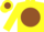 Silk - YELLOW, yellow 'J' on brown disc and belt, brown