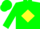 Silk - Green, Red 'C' in Yellow Diamond Frame, Ye