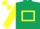 Silk - DARK GREEN, yellow hollow box, yellow sleeves, yellow & white quartered cap