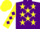 Silk - Purple, yellow stars, yellow sleeves, purple diamonds, yellow cap