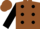 Silk - BROWN, black circled 'JB' and leopard spots, black sleeves, brown cap