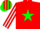 Silk - Red, Green Star, Green Sleeves, White Stripes,