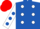 Silk - Royal blue, white spots, white sleeves, royal blue spots, red cap