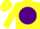 Silk - Yellow, Yellow Lightning Bolt, 'M' on Purple disc, Yellow Cap