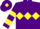Silk - Purple, Yellow triple diamond, hooped sleeves and diamond on cap