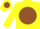 Silk - YELLOW, yellow 'J' on brown disc and belt, brow