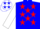 Silk - Blue, white 'TA', red stars on white sleeves, blue