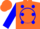 Silk - Orange, blue spots, blue circle on sleeves, orange cap