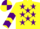 Silk - Yellow, purple stars, chevrons on sleeves, quartered cap