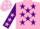 Silk - PINK, purple stars, purple sleeves, pink stars, pink cap, light blue stars