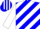 Silk - Blue and White diagonal stripes, White sleeves, striped cap