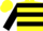 Silk - Yellow,black sashes,black diagonal hoops on sleeves,yellow cap