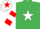 Silk - EMERALD GREEN, white star, white & red hooped sleeves, white cap, red star