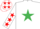 Silk - White, Emerald Green star, White sleeves, Red stars and stars on cap