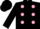 Silk - Black, pink spots, blue circled 'F', black cap