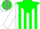 Silk - White, Green Yoke, Grey and Green Stripes, Grey and Green Band on White Sle