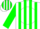 Silk - White, Green Stripes, 'MES' on White disc, Green Stripes on Sleeves,