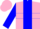 Silk - Hot Pink, Blue Triangular V Panel, Blue Hoop on Sleeves, Hot Pink Cap
