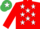 Silk - RED, white stars, emerald green cap, white star