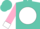 Silk - Turquoise, White disc with Pink 'L', Pink Sleeves, White Collar and Cuffs, Pink