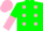 Silk - Kelly Green, Pink spots, Green and Pink Halved Sleeves, Pink Cap