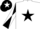 Silk - White, Black star, Black and White diabolo on sleeves, Black cap, White star