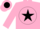 Silk - Hot Pink, Black 'T' on Chartreuse Star on Black disc, Blac