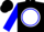 Silk - Black, white golf disc in blue circle, black & blue blocked sleeves