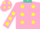 Silk - Pink, Turquoise Emblem and Collar, Yellow Belt, Yellow spots on Sleeve