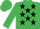 Silk - EMERALD GREEN, black stars, emerald green cap