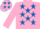 Silk - PINK, royal blue stars, pink sleeves, pink cap, royal blue stars