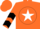 Silk - ORANGE, black 'JDB' on orange star on white disc, black chevrons on sleeves, orange cap