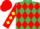 Silk - EMERALD GREEN & RED DIAMONDS, red sleeves, yellow diamonds, red cap