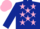 Silk - DARK BLUE, pink stars, pink cap