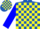Silk - Royal Blue, Yellow and Blue Fish, Yellow Blocks on Blue sleeves
