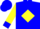 Silk - Blue, yellow diamond 'A', blue cuffs on yellow sleeves