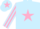 Silk - LIGHT BLUE, pink star, striped sleeves, pink star on cap