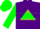 Silk - Purple, Apple Green Triangle, Green Hoop on Sleeves, Green Cap