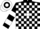 Silk - Black & white blocks, white 'RD' on black block on back, black & white checked hoop o