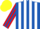 Silk - Royal Blue and White stripes, Red and Royal Blue striped sleeves, Yellow cap