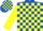 Silk - Royal Blue, Yellow and Blue Fish, Yellow Blocks on Sleeves