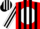Silk - Red, Black 'D' & Emblem on White disc, White & Black Cris-Crossed Stripes, Red Ca