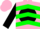 Silk - LIME, Pink 'WH' on Black disc, Green Chevrons on Black Sleeves