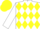 Silk - White and yellow diamonds, white sleeves, yellow cap